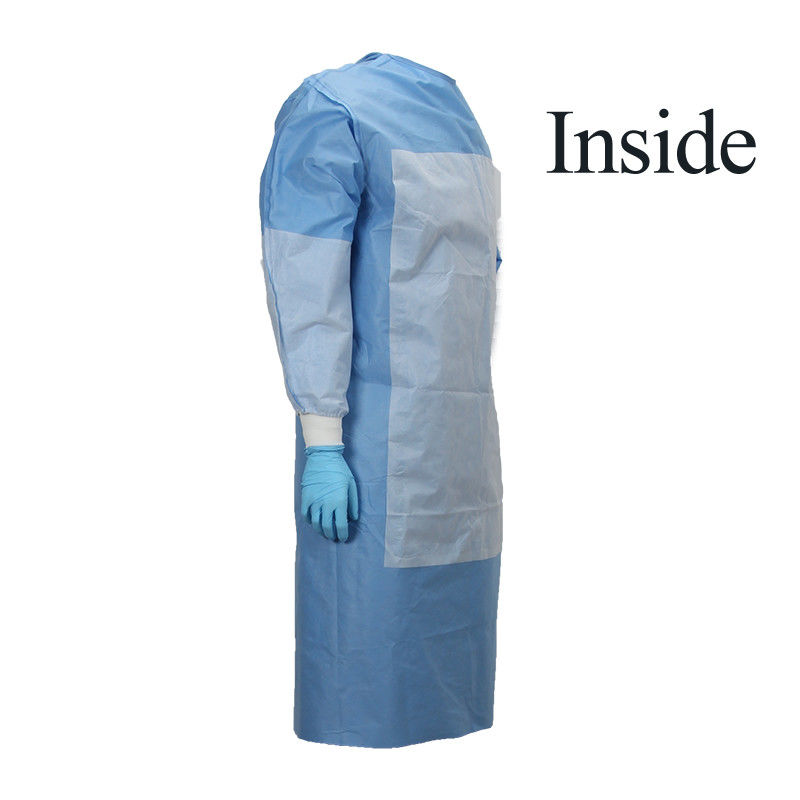 Custom Breathable Antibacterial Isolation Gown SMS PP PE with Knitted Cuff